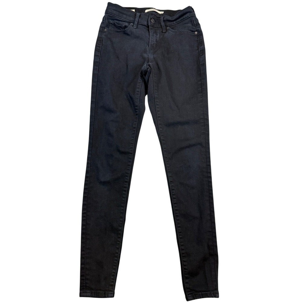 Levis Premium Womens Curvy Skinny Jeans Black Stretch Denim Size‎ 24 Solid